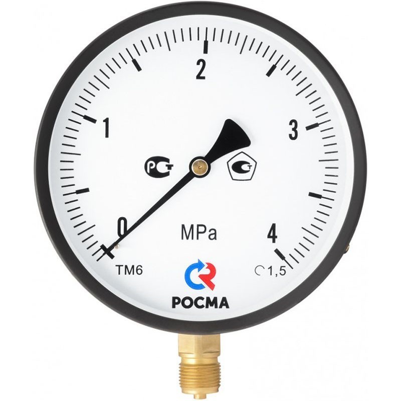 Манометр общетехнический Росма ТМ-610Р.00, 0-2,5MPa M20x1,5, 150мм, радиальное присоединение, класс точности 1.5, IP54