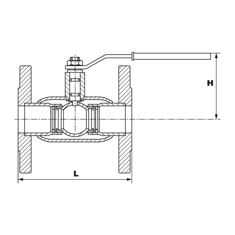 картинка Кран стальной шаровой DN 50/40 PN 40, фланцевый, 180мм, под задвижку, PR от магазина Проконсим