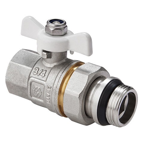 Кран латунный шаровой MVI BV.521 DN 20 PN 40 с уплотнением никелированный полнопроходной американка бабочка купить в Москве | "Проконсим"