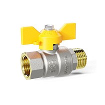 Краны латунные шаровые газовые DN 15-32 PN 25-40 бабочка муфта-штуцер LD Pride GAS купить в Москве | "Проконсим"