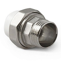 Муфты ПП DN 20-75 PN 25 комбинированные разъёмные с наружной резьбой белые Pro Aqua купить в Москве | "Проконсим"