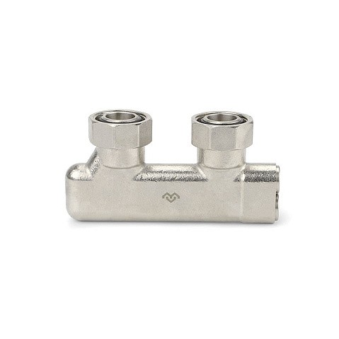 Узелы нижнего подключения VARMEGA VM139 DN20 угловой двухтрубный 3/4''x3/4'' евроконус, перекрёстный муфта-штуцер купить в Москве | "Проконсим"