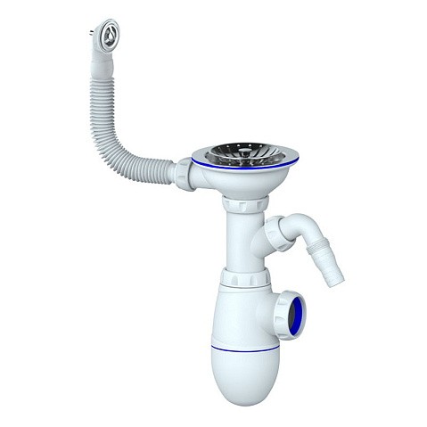 Сифон для мойки Unicorn В431VP, без отвода, 3 1/2'' х40 с отводом для стиральной машины, круглый перелив купить в Москве | "Проконсим"