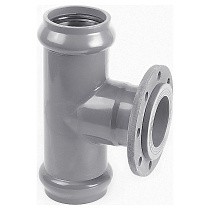 Тройники НПВХ раструбные SDR26 DN 90-225 PN 10 с металлическим фланцем Хемкор купить в Москве | "Проконсим"