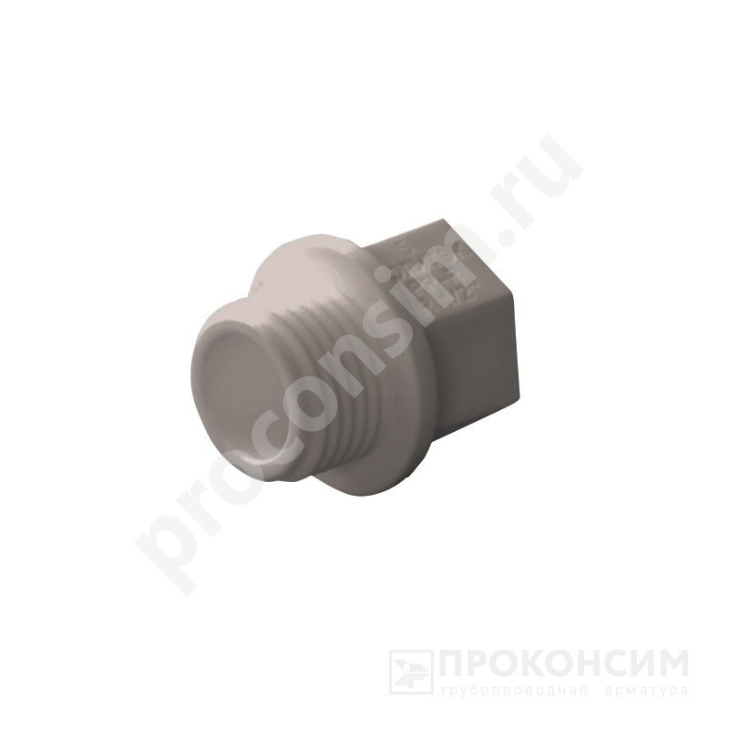 Цена по запросу. Распродажа! Вывод из ассортимента. Заглушка резьбовая ПП  1/2'' PN 25 с наружной резьбой серая  (251400852) со склада Проконсим в Москве