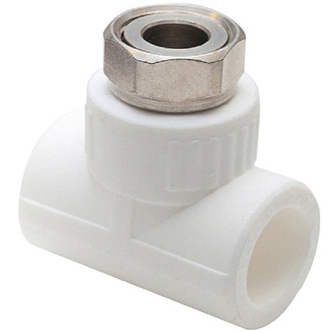 Тройник комбинированный ПП 20-1/2'' PN 25 с накидной гайкой белый РТП 14269 купить в Москве | "Проконсим"