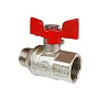 Кран латунный шаровой Valfex Premium.218.NB1 усиленный Н 11Б27фт1М DN 20 PN 40 никелированный муфта-штуцер бабочка