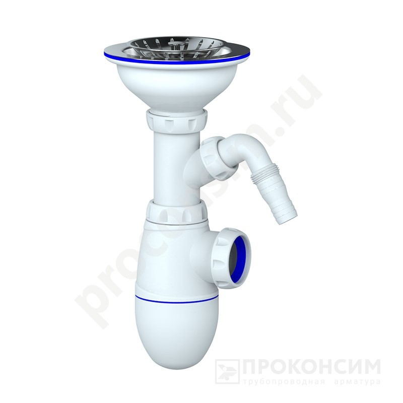 Цена [%TOWN_PRICE%].  Ожидается пополнение. Сифон для мойки Unicorn В432VP, без отвода, 3 1/2'' х40 чаша из нержавеющей стали с отводом для стиральной машины пластиковая фурнитура (930152047) со склада Проконсим в Москве
