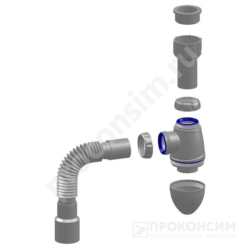 Цена [%TOWN_PRICE%].  Под заказ. Сифон для писсуара Unicorn К220, 40х50 гибкий отвод (930152137) со склада Проконсим в Москве