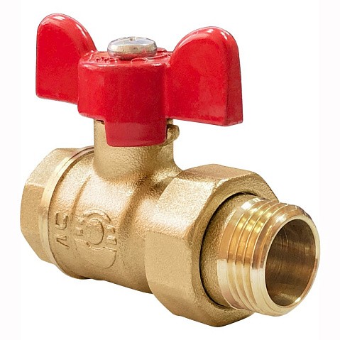 Кран латунный шаровой Valfex Optima.227.L0B1 11Б27фт1М DN 15 PN 25 американка бабочка купить в Москве | "Проконсим"
