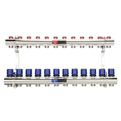 Коллекторная группа из латуни DN 25-12 вых. G-3/4'' евроконус, без расходомеров, без дренажного крана и воздухоотводчика VARMEGA VM15812 купить в Москве | "Проконсим"