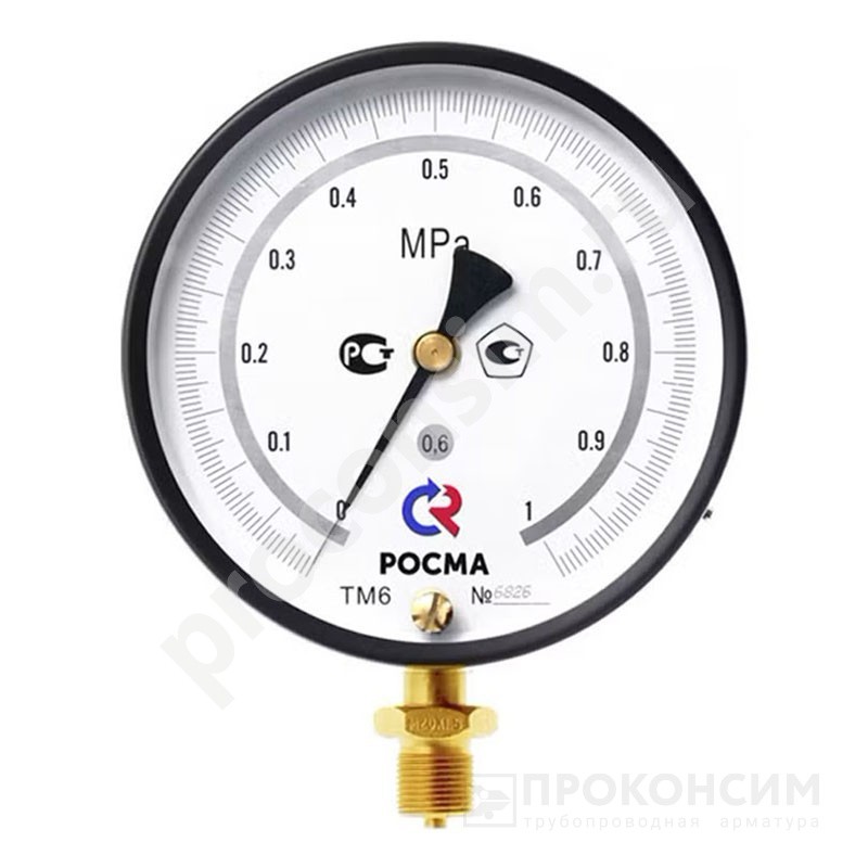 Цена по запросу.  Под заказ. Манометр Росма ТМ-610 РМТИ.00 точных измерений, 150мм, 0-600кгс/см2, резьба M20x1,5 радиальный, класс точности 0.6 (930091523) со склада Проконсим в Москве
