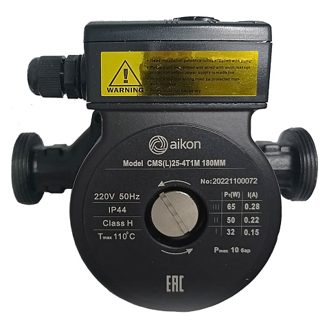 Насос циркуляционный PN 10,L 180 65Вт 1х220В с мокрым ротором AIKON CMS(L)25-4T1M 3х-скоростной резьбовой 110гр. купить в Москве | "Проконсим"