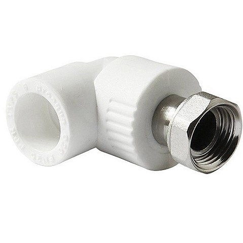 Угольник комбинированный ПП 25-1'' PN 25 с накидной гайкой белый Pro Aqua PA29215 купить в Москве | "Проконсим"