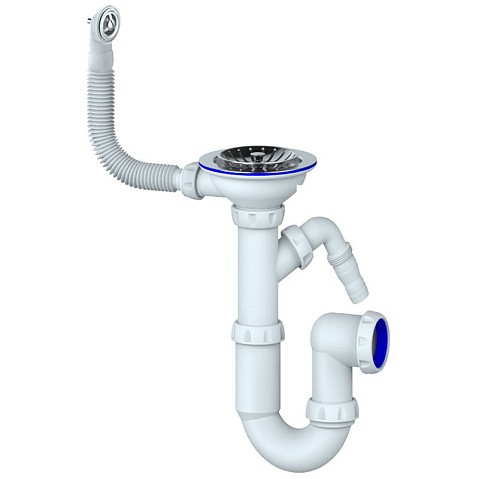 Сифон для мойки Unicorn Y431V, 3 1/2'' х40 без отвода, чаша из нержавеющей стали с отводом для стиральной машины, круглый перелив купить в Москве | "Проконсим"