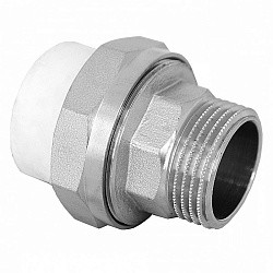  Муфта комбинированная ПП 25-1/2'' PN 25, разъёмная, с наружной резьбой, белая, РосТурПласт 10643 10643 (251210703) со склада Проконсим в Москве