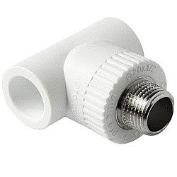  Тройник комбинированный ПП 25-1/2'' PN 25, с наружной резьбой, белый, Pro Aqua PA25012P  (251439305) со склада Проконсим в Москве