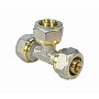 Тройник латунный для PEX труб 16-16-16 PN 10 обжимной никелированный Valfex VF.331.N 