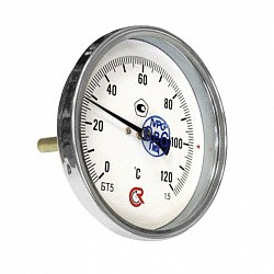 картинка Термометр биметаллический D100 L100мм/лат.0+120гр.осевой интернет-магазин оптовых поставок Проконсим являющийся официальным дистрибьютором в России 