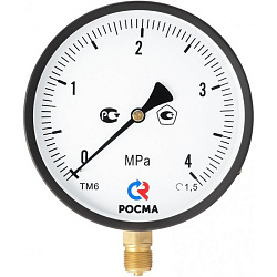  Манометр общетехнический Росма ТМ-610Р.00, 0-0,1МПа M20x1,5, 150мм, радиальное присоединение, класс точности 1.5, IP54 (930092083) со склада Проконсим в Москве