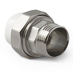  Муфта комбинированная ПП 25-1/2'' PN25, разъёмная, с наружной резьбой, белая, Pro Aqua PA21012  (251239704) со склада Проконсим в Москве