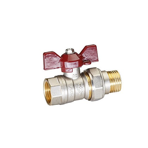 Кран латунный шаровой Temper 88.В-А.34.Б DN 20 PN 40 американка никелированный бабочка купить в Москве | "Проконсим"