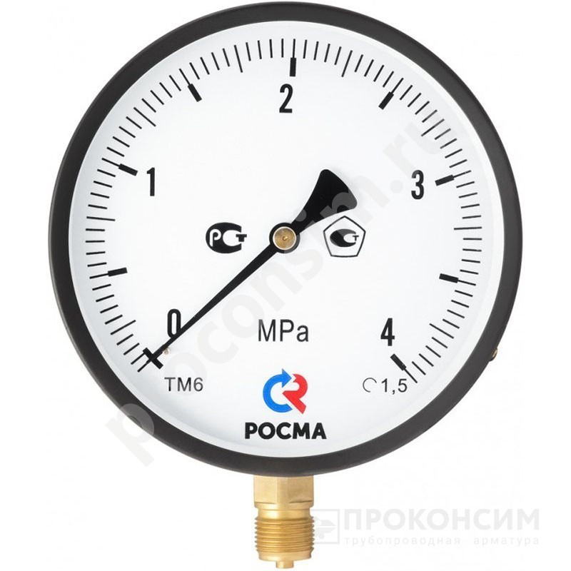Цена по запросу.  Под заказ. Манометр общетехнический Росма ТМ-610Р.00, до 10МПа M20x1,5, 150мм, радиальное присоединение, класс точности 1.0 (930091471) со склада Проконсим в Москве