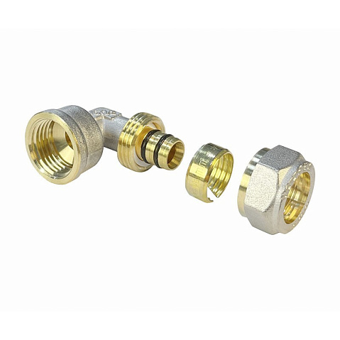 Угольник латунный для PEX труб 20-3/4'' PN 10 обжимной никелированный Valfex VF.352.N  купить в Москве | "Проконсим"