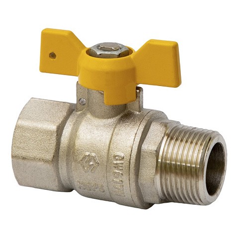 Краны латунные шаровые газовые DN 15-20 PN 25 бабочка муфта-штуцер MVI BV.814 купить в Москве | "Проконсим"