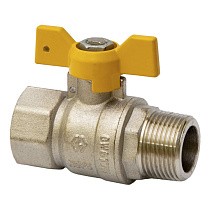 Краны латунные шаровые газовые DN 15-20 PN 25 бабочка муфта-штуцер MVI BV.814 купить в Москве | "Проконсим"