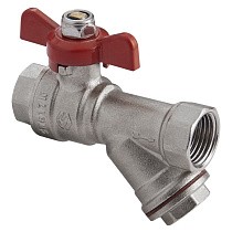 Краны латунные шаровые с фильтром MVI BV.632 DN 15-20 PN 25 никелированные муфта-муфта бабочка купить в Москве | "Проконсим"