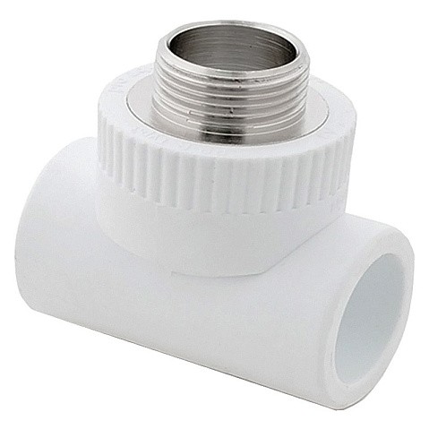 Тройник комбинированный ПП 20-1/2'' PN 25 с наружной резьбой белый РТП 10753 купить в Москве | "Проконсим"