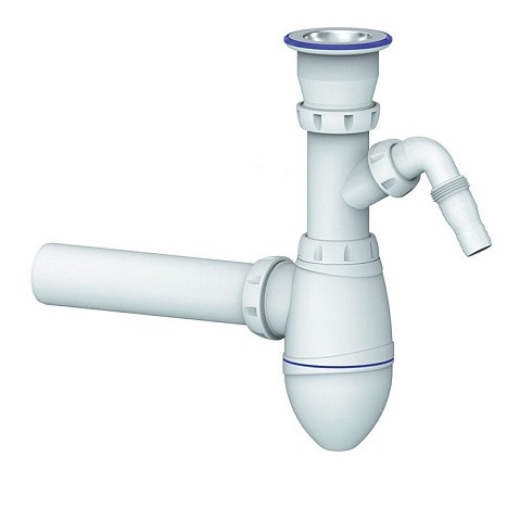 Сифон для мойки Unicorn В310V, 40х40 прямой отвод, 1 1/2'' х40 чаша из нержавеющей стали с отводом для стиральной машины купить в Москве | "Проконсим"
