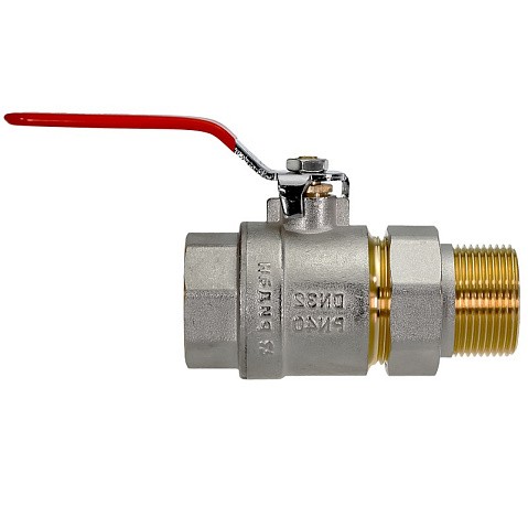Кран латунный шаровый DN 32 PN 40 никелированный рычаг американка РИДАН BVR-FR 065B8306RG купить в Москве | "Проконсим"