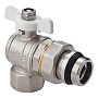 Кран латунный шаровой MVI BV.523 DN 15 PN 40 угловой с уплотнением никелированный полнопроходной американка