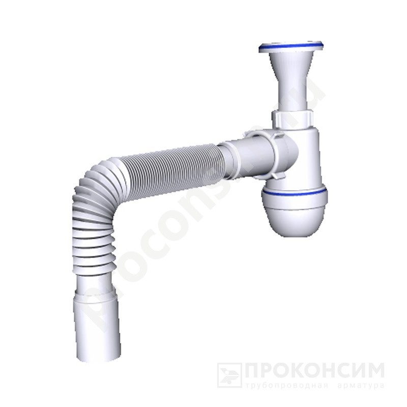 Цена по запросу. Акция! Товар больше не поставляется. Сифон для умывальника бутылочный АНИ C2005 1 1/4с гибкой трубой 40 (421100910) со склада Проконсим в Москве