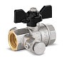 Кран латунный шаровой DN 15 PN 40 никелированный под манометр муфта-муфта бабочка LD Pride купить в Москве | "Проконсим"