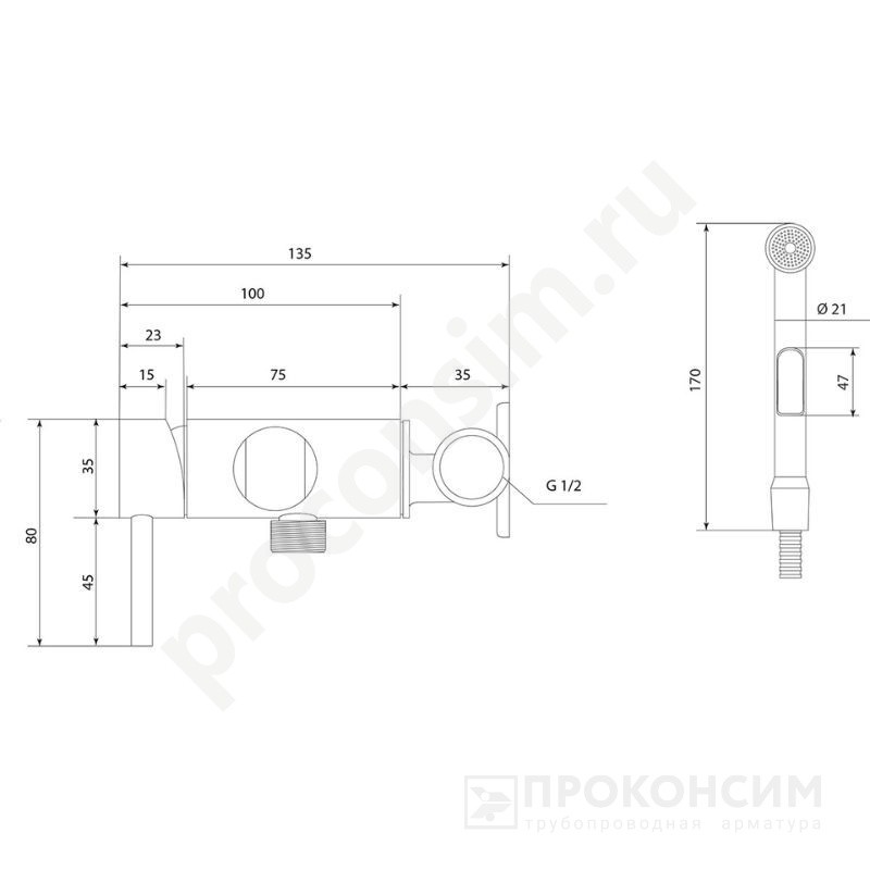 Цена [%TOWN_PRICE%]. Распродажа! В наличии. Смеситель СЛАВЕН СЛ-ОД-Д52 серия Город для биде, однорычажный, картридж 25мм, без излива, гибкий шланг, гигиенический душ (405101141) со склада Проконсим в Москве