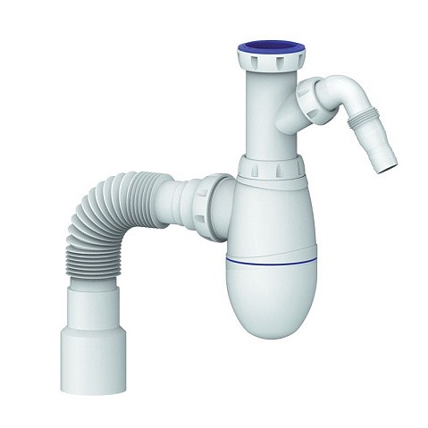 Сифон для мойки Unicorn В520V, 40х50 гибкий отвод, 1 1/2'' х40 с отводом для стиральной машины преходник 40х32 купить в Москве | "Проконсим"