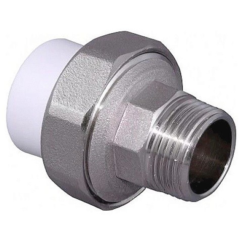 Муфта комбинированная ПП 20-1'' PN 25 разъёмная с наружной резьбой белая VALFEX  купить в Москве | "Проконсим"
