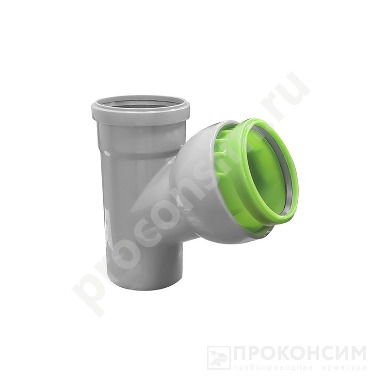 Цена [%TOWN_PRICE%].  Ожидается пополнение. Тройник регулируемый VALFEX DN - 110-50 для внутреней канализации 45-88гр. серый зеленый регулируемый PP-H (930023005) со склада Проконсим в Москве