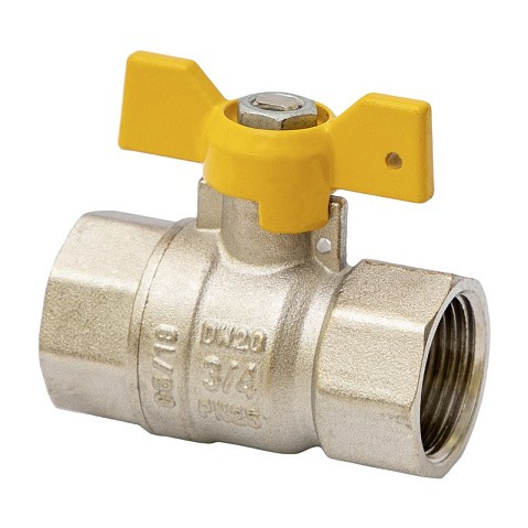 Краны латунные шаровые газовые DN 15-20 PN 25 бабочка муфта-муфта MVI BV.813 купить в Москве | "Проконсим"
