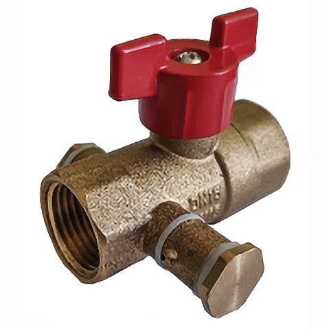 Кран латунный шаровой DN 20 PN 16 с дренажными патрубками G3/4'' муфта-муфта бабочка Пензапромарматура купить в Москве | "Проконсим"