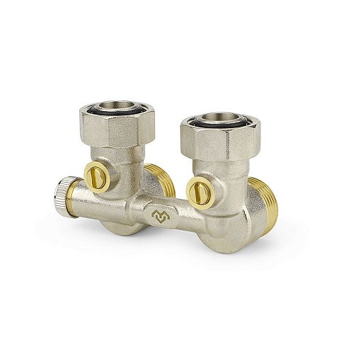 Узелы нижнего подключения VARMEGA VM138 DN20 угловой однотрубный 3/4''x3/4'' евроконус, с байпасом штуцер-штуцер купить в Москве | "Проконсим"