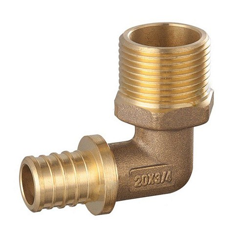 Угольник латунный для PEX DN 20 с наружной резьбой 1/2'' под надвижную гильзу PLP купить в Москве | "Проконсим"