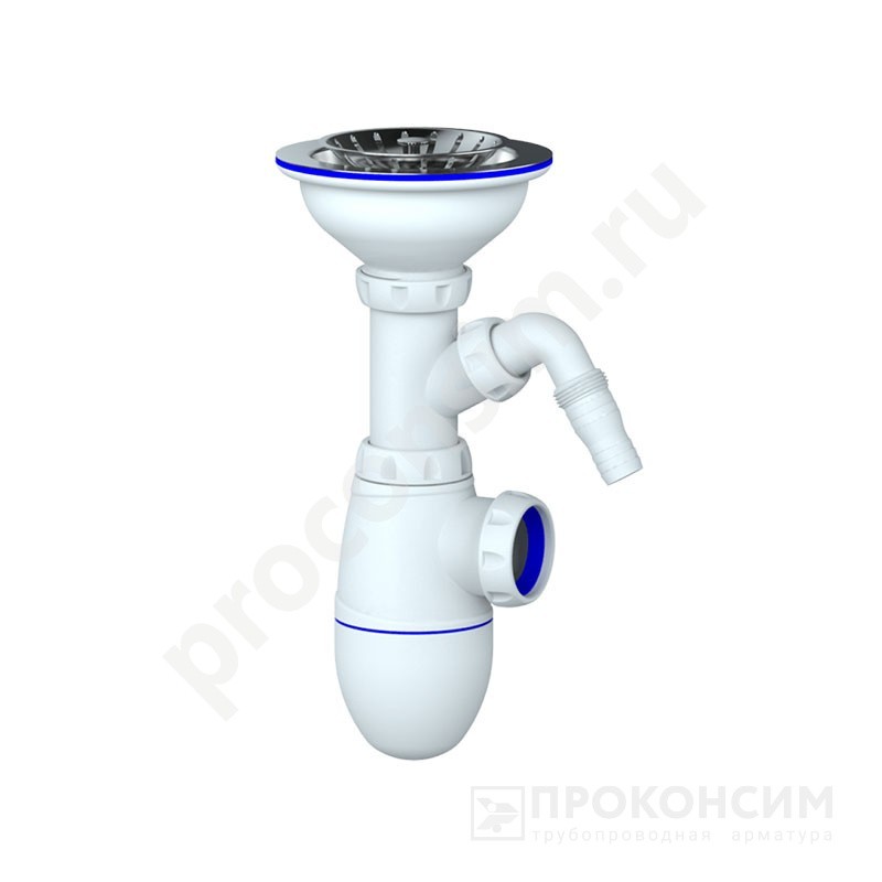 Цена 1 119,60 рублей с НДС.  Ожидается пополнение. Сифон для мойки Unicorn В432V, без отвода, 3 1/2'' х40 чаша из нержавеющей стали с отводом для стиральной машины латунная фурнитура (930152046) со склада Проконсим в Москве