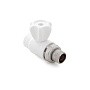 Кран шаровой для радиатора ПП 25-3/4'' PN 25 прямой с американкой белый РТП 10587