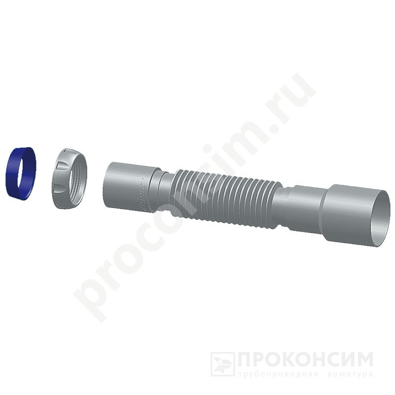 Цена [%TOWN_PRICE%].  Ожидается пополнение. Труба гофрированная Unicorn D45, 40х50 гибкий отвод, 1 1/2'' х40 с уплотнительным кольцом, 400мм (930152125) со склада Проконсим в Москве
