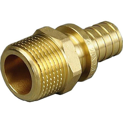Муфта латунная для PEX труб 20-3/4'' PN 10 под надвижную гильзу с наружной резьбой ONE PLUS купить в Москве | "Проконсим"