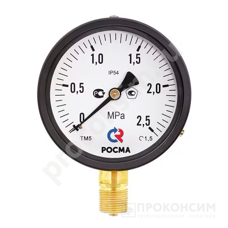 Цена [%TOWN_PRICE%].  Под заказ. Манометр общетехнический Росма ТМ-510Р.00, до 16кгс/см2 M20x1,5, 100мм, радиальное присоединение, класс точности 1.5, IP54 (930092054) со склада Проконсим в Москве